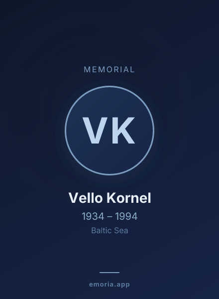 Memorial portrait of Vello Kornel