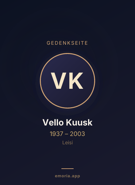 Gedenkportrait von Vello Kuusk