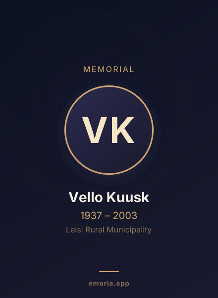 Memorial portrait of Vello Kuusk