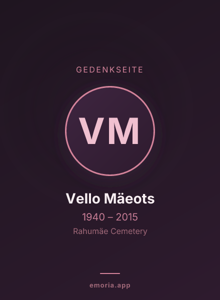 Gedenkportrait von Vello Mäeots