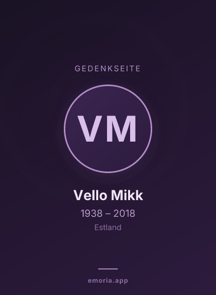 Gedenkportrait von Vello Mikk