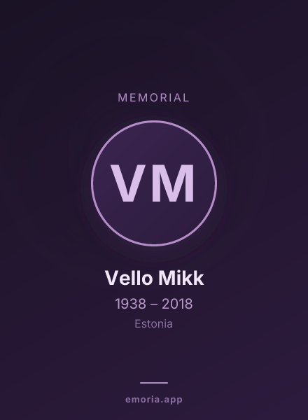 Memorial portrait of Vello Mikk