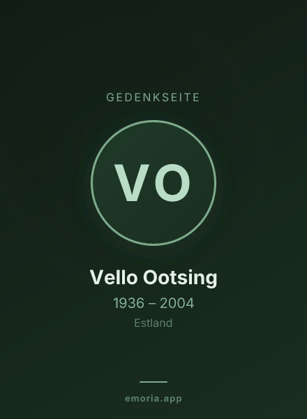 Gedenkportrait von Vello Ootsing