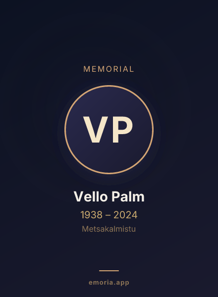 Memorial portrait of Vello Palm