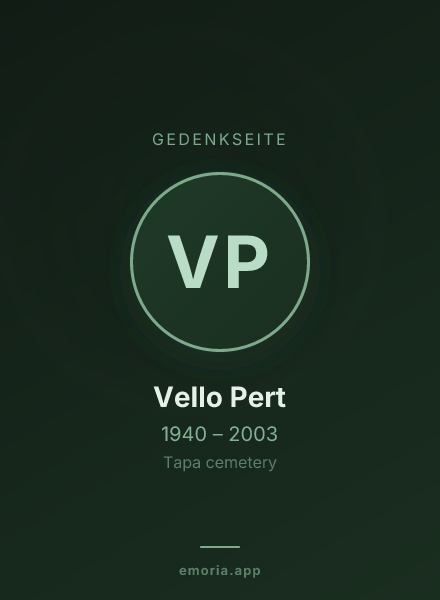 Gedenkportrait von Vello Pert