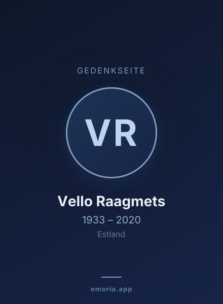 Gedenkportrait von Vello Raagmets