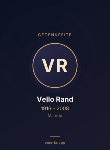 Gedenkportrait von Vello Rand
