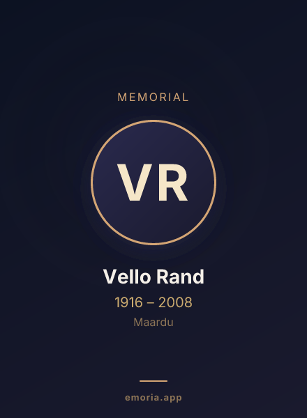 Memorial portrait of Vello Rand