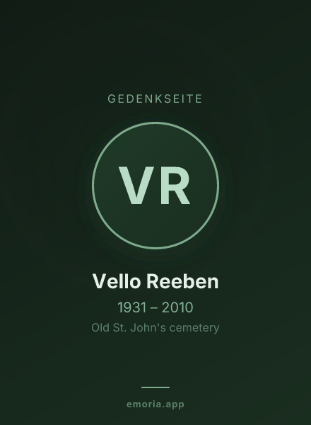 Gedenkportrait von Vello Reeben