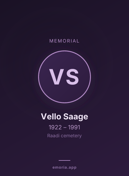 Memorial portrait of Vello Saage
