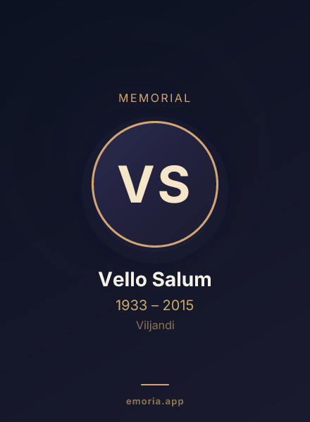 Memorial portrait of Vello Salum