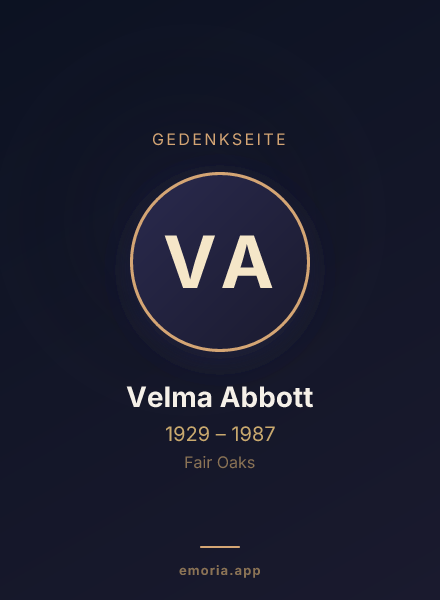 Gedenkportrait von Velma Abbott