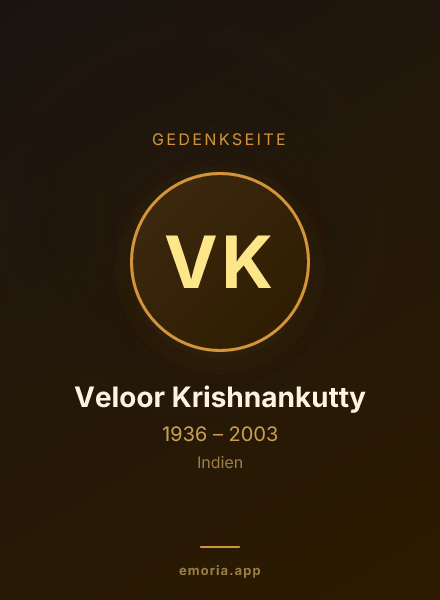 Gedenkportrait von Veloor Krishnankutty