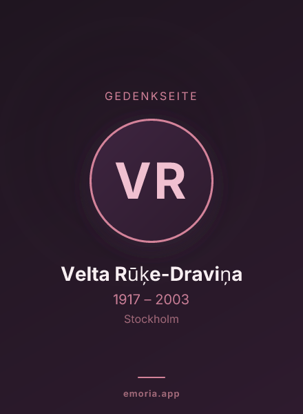 Gedenkportrait von Velta Rūķe-Draviņa