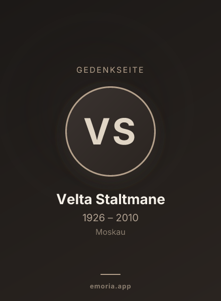 Gedenkportrait von Velta Staltmane