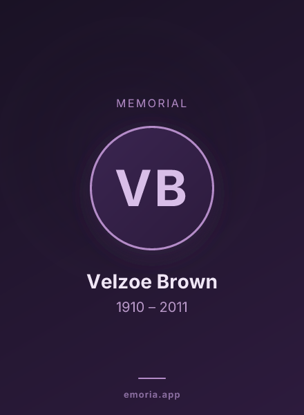 Memorial portrait of Velzoe Brown
