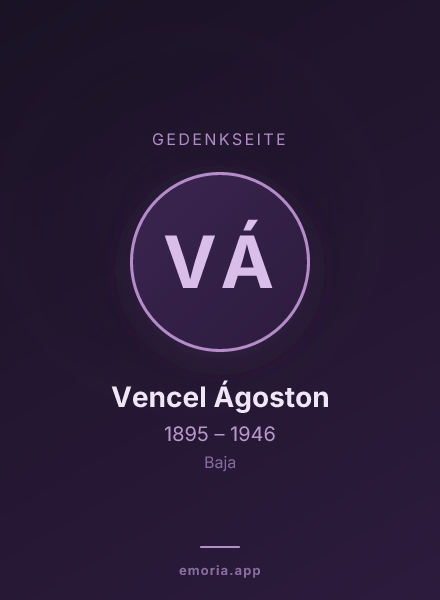 Gedenkportrait von Vencel Ágoston
