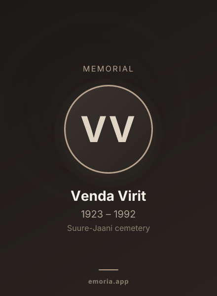 Memorial portrait of Venda Virit