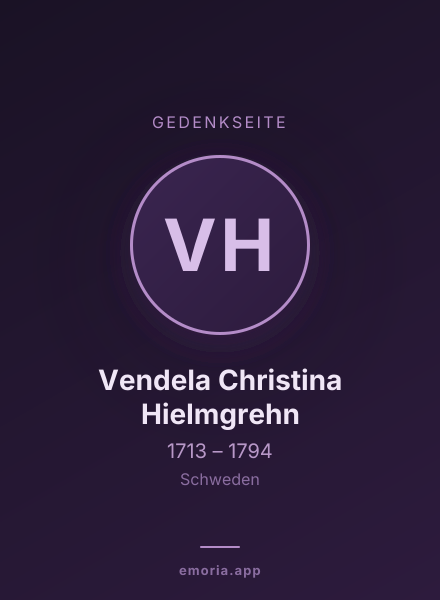 Gedenkportrait von Vendela Christina Hielmgrehn