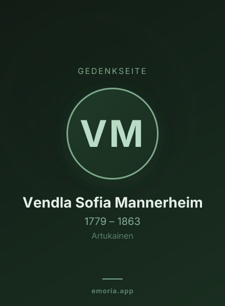 Gedenkportrait von Vendla Sofia Mannerheim