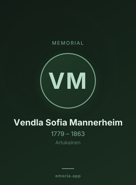 Memorial portrait of Vendla Sofia Mannerheim
