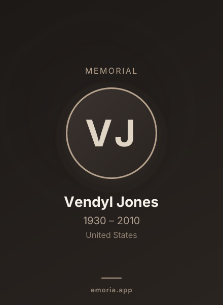 Memorial portrait of Vendyl Jones