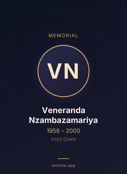 Memorial portrait of Veneranda Nzambazamariya