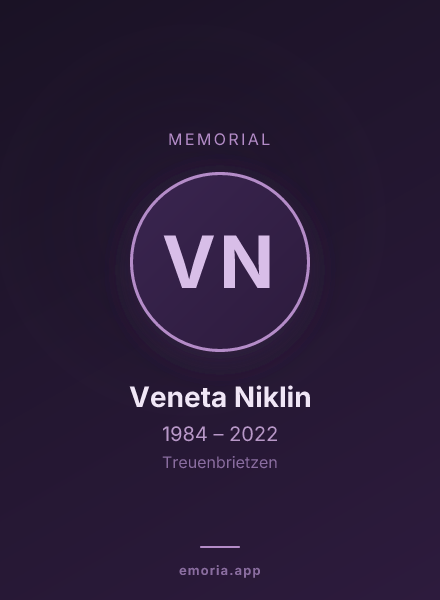 Memorial portrait of Veneta Niklin