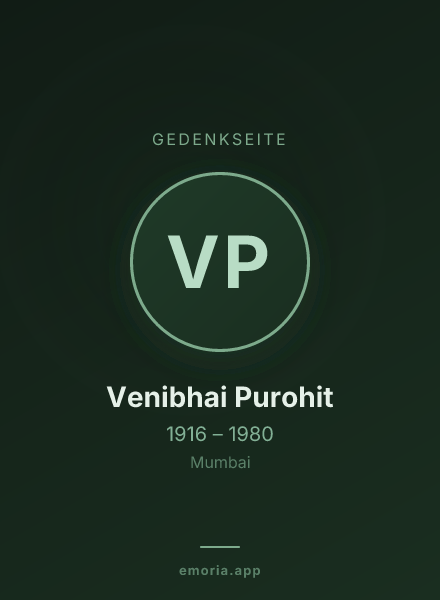 Gedenkportrait von Venibhai Purohit