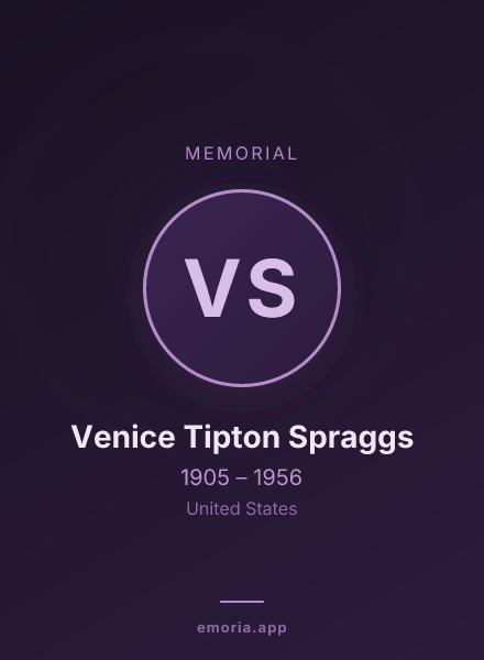 Memorial portrait of Venice Tipton Spraggs
