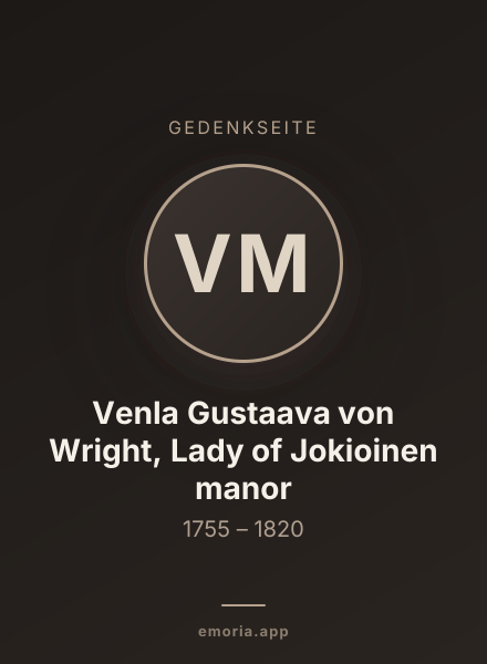 Gedenkportrait von Venla Gustaava von Wright, Lady of Jokioinen manor