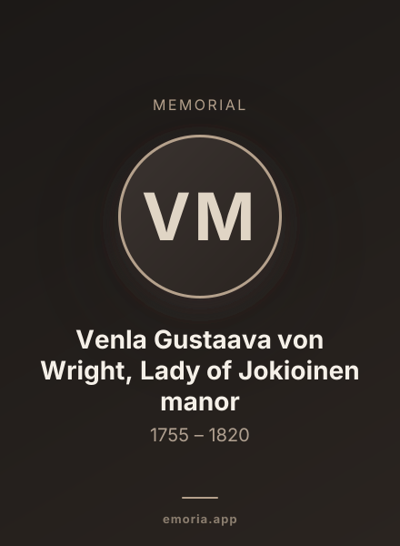 Memorial portrait of Venla Gustaava von Wright, Lady of Jokioinen manor