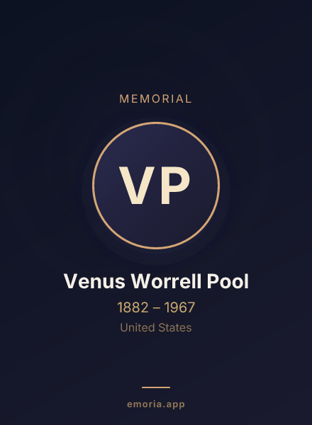 Memorial portrait of Venus Worrell Pool
