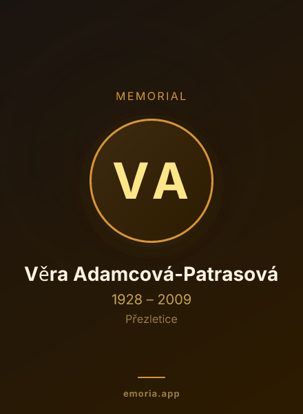 Memorial portrait of Věra Adamcová-Patrasová
