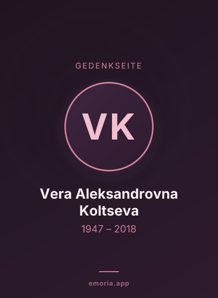 Gedenkportrait von Vera Aleksandrovna Koltseva