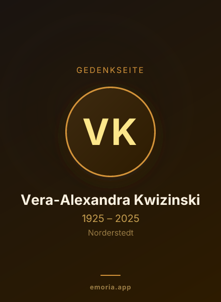 Gedenkportrait von Vera-Alexandra Kwizinski