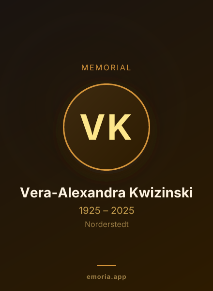 Memorial portrait of Vera-Alexandra Kwizinski