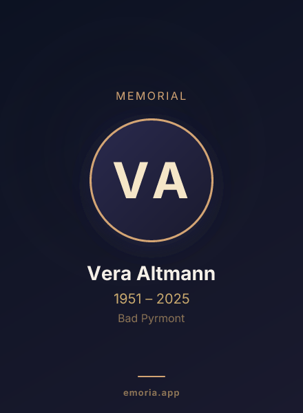 Memorial portrait of Vera Altmann