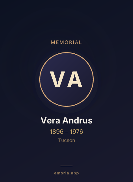 Memorial portrait of Vera Andrus