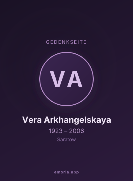 Gedenkportrait von Vera Arkhangelskaya