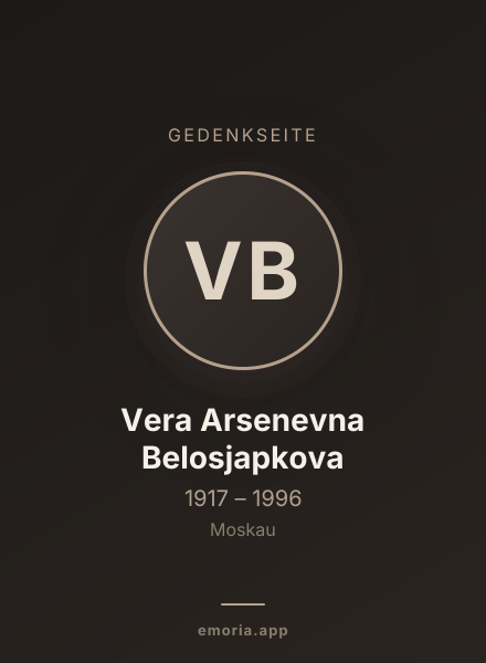 Gedenkportrait von Vera Arsenevna Belosjapkova