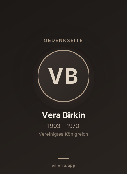 Gedenkportrait von Vera Birkin