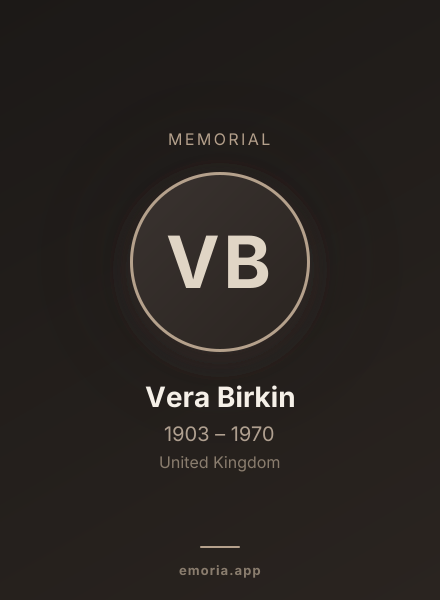 Memorial portrait of Vera Birkin