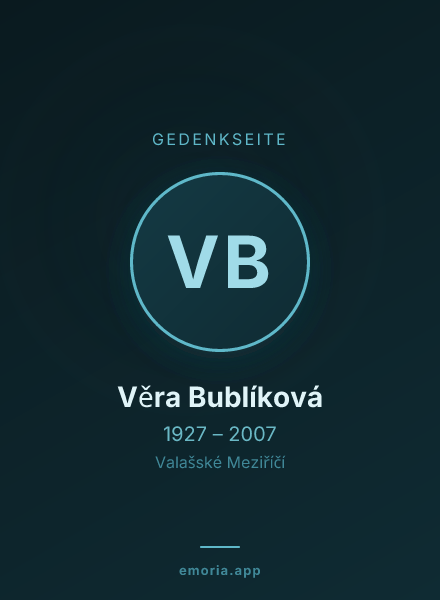 Gedenkportrait von Věra Bublíková