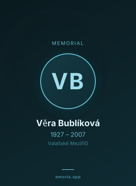 Memorial portrait of Věra Bublíková