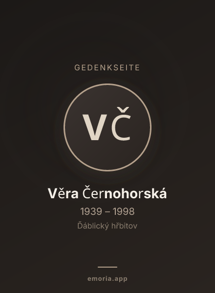Gedenkportrait von Věra Černohorská