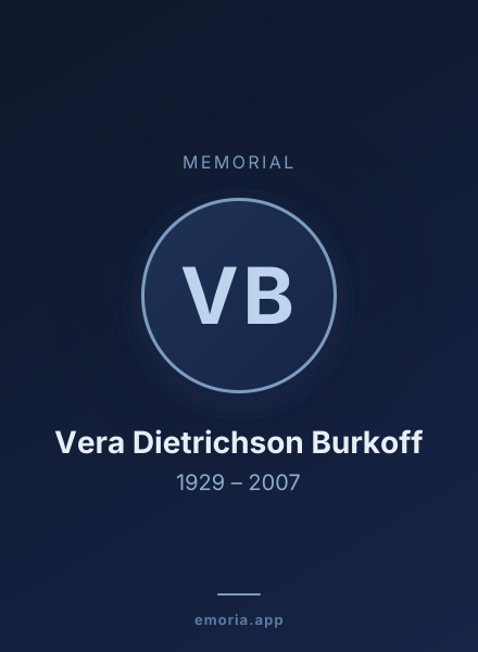 Memorial portrait of Vera Dietrichson Burkoff