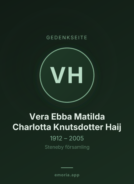 Gedenkportrait von Vera Ebba Matilda Charlotta Knutsdotter Haij