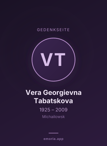 Gedenkportrait von Vera Georgievna Tabatskova
