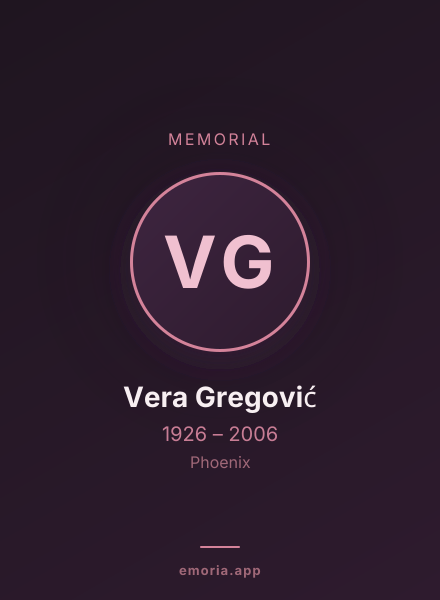 Memorial portrait of Vera Gregović